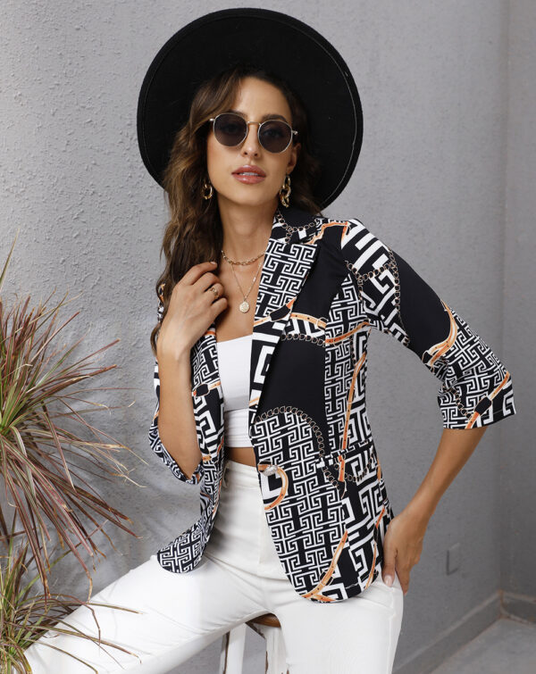 Women's Autumn Printing Lapel Jacket - Image 3