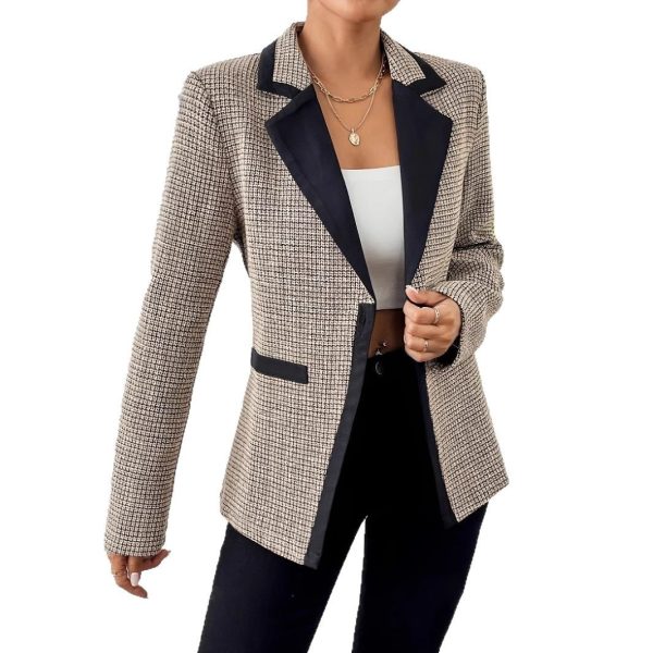 Graceful And Fashionable Houndstooth Color Matching Plaid Graceful Suit Jacket - Image 2